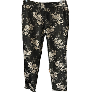 Tommy Bahama silk Black and gold orchid silk/ cotton blend Pants size 12